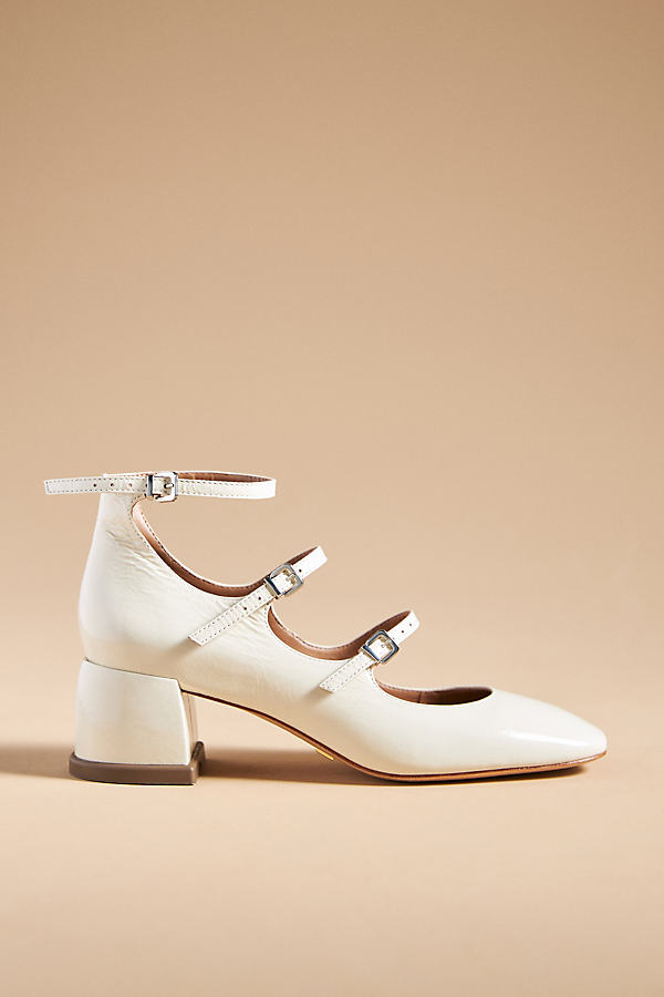Vicenza Triple-Strap Leather Mary Jane Heels