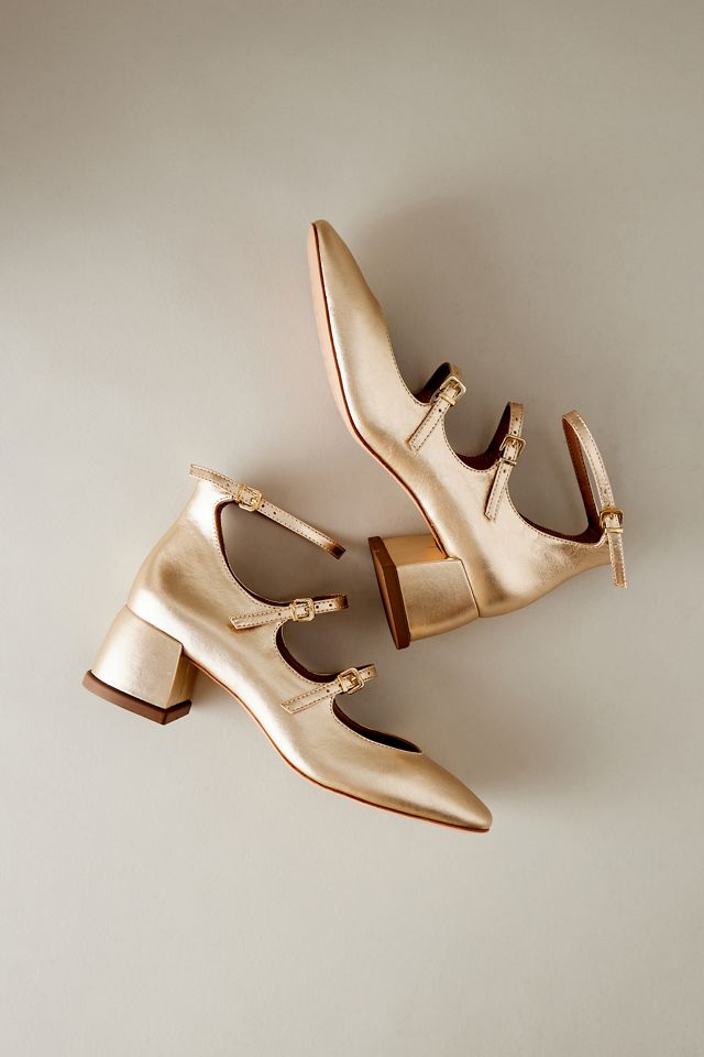 Vicenza Triple-Strap Leather Mary Jane Heels #3