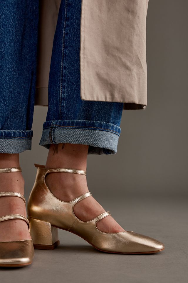 Vicenza Triple-Strap Leather Mary Jane Heels #1