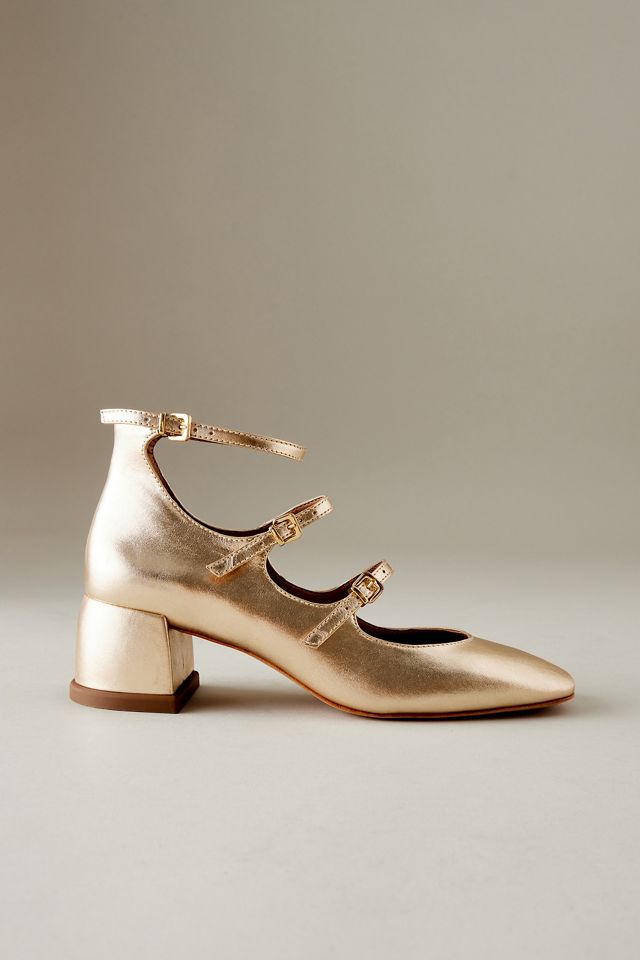 Vicenza Triple-Strap Leather Mary Jane Heels #2