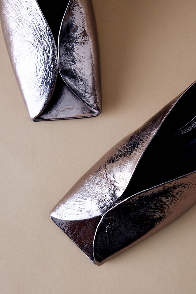 Vincenza Square Front Open-Toe Metallic Mules #1