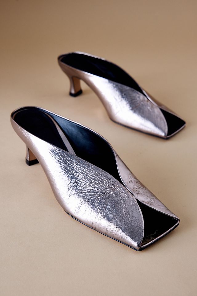 Vincenza Square Front Open-Toe Metallic Mules #2