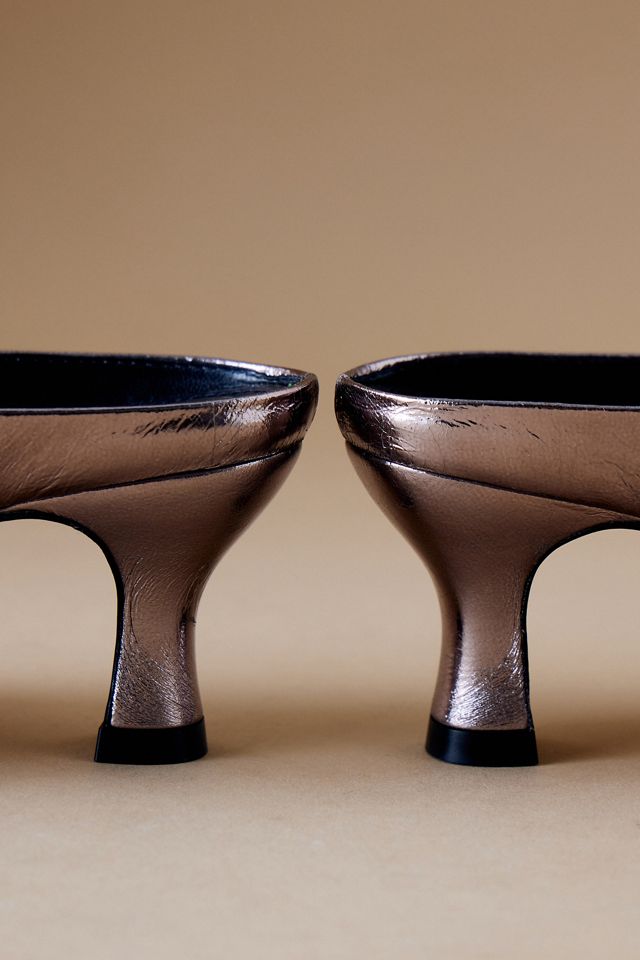 Vincenza Square Front Open-Toe Metallic Mules #3