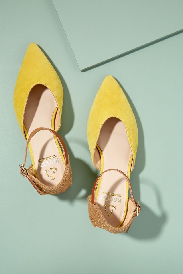 Kanna Jini Raffia-Trimmed Suede Heels | Anthropologie UK KANNA‎ Jini Raffia Trimmed Navy Suede Heels Eur 37, US 6.5-7 main image 0