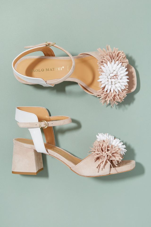 Paolo Mattei Floral-Embellished Block Heels | Anthropologie UK