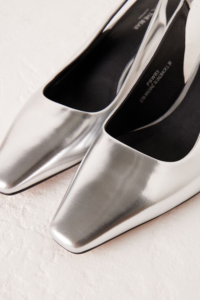 metallic slingback heels