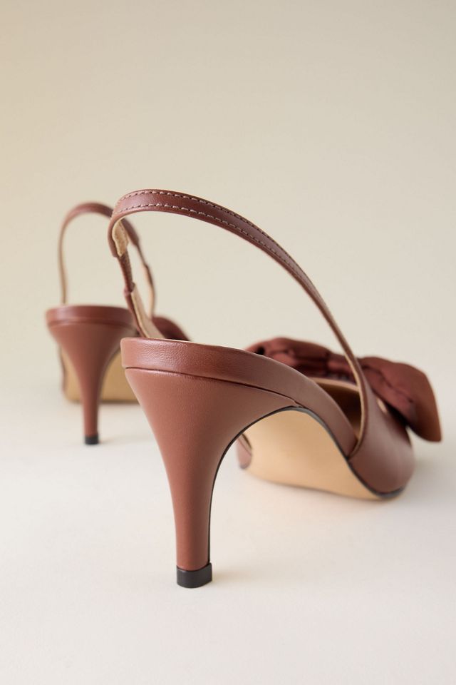 By Anthropologie Satin Bow Slingback Heels #4