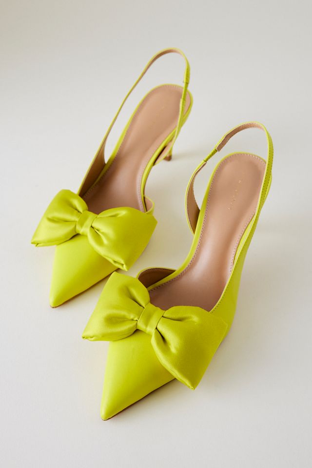 By Anthropologie Satin Bow Slingback Heels #1