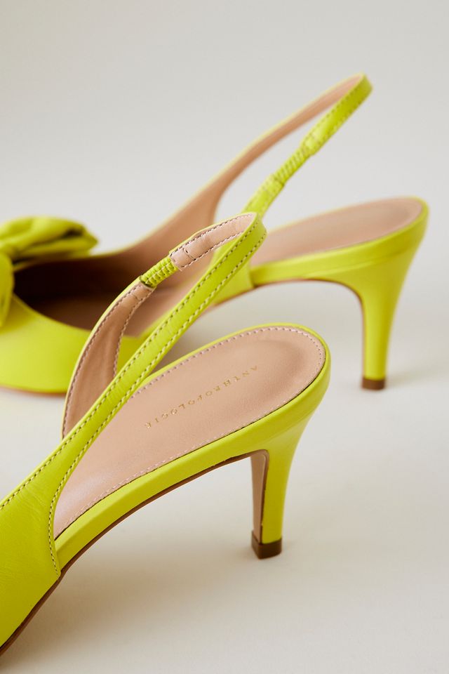By Anthropologie Satin Bow Slingback Heels #3