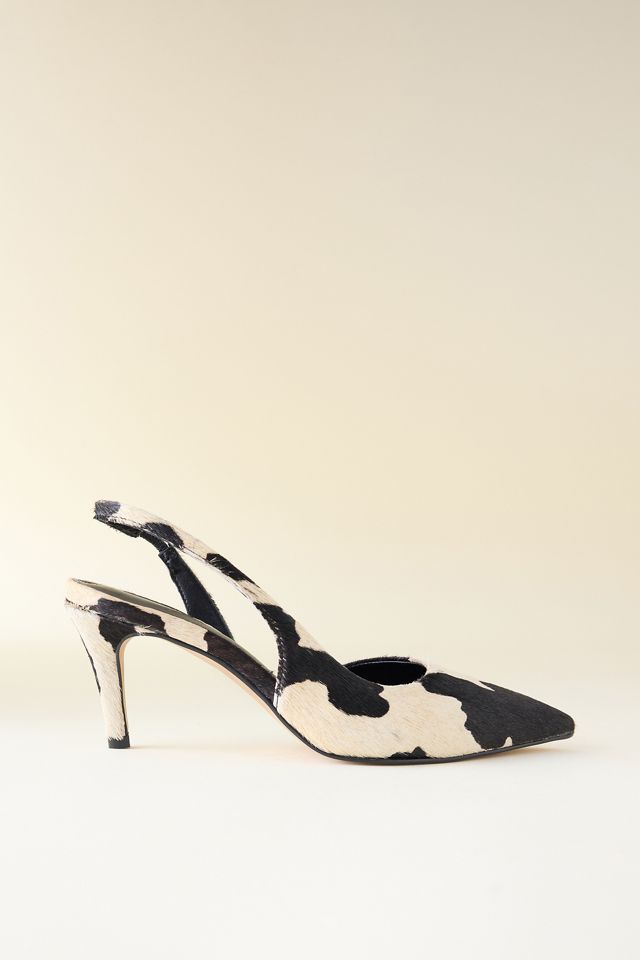 By Anthropologie Escarpins à bride arrière imprimé vache #1