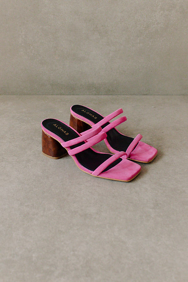 Alohas Indiana Suede Mules In Pink