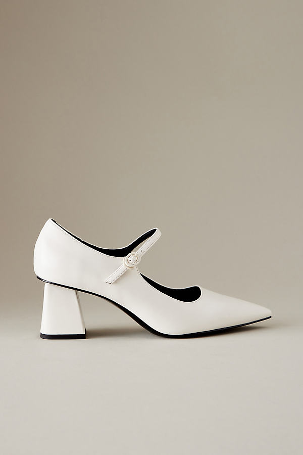 Charles & Keith Pointed Faux Leather Mary Jane Heels