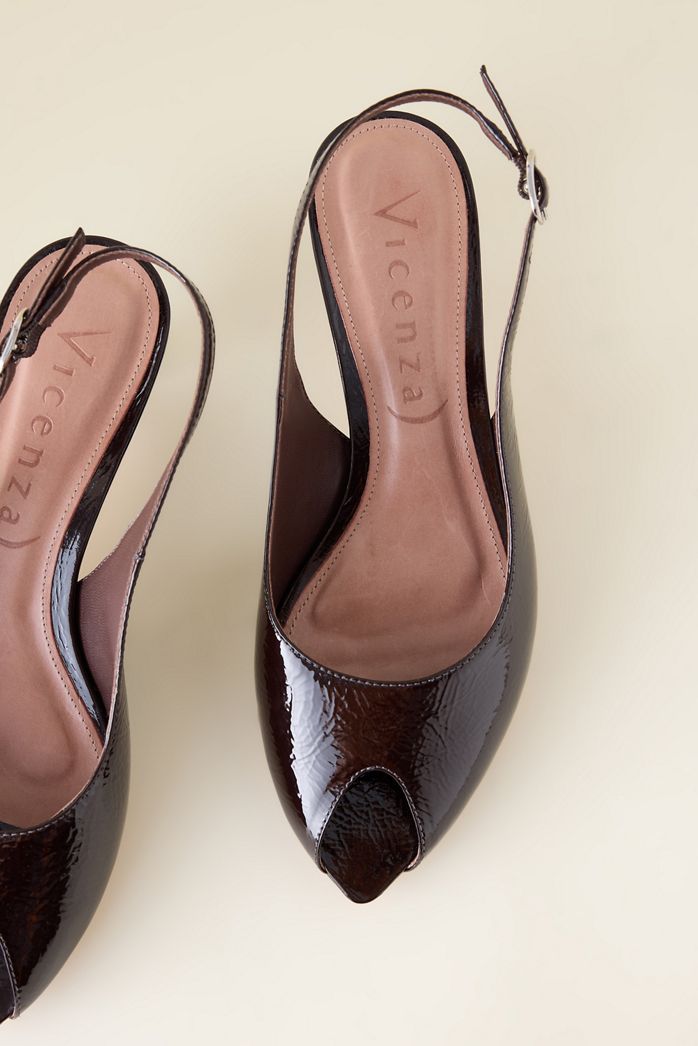 Vicenza Peep-Toe Slingback Heels