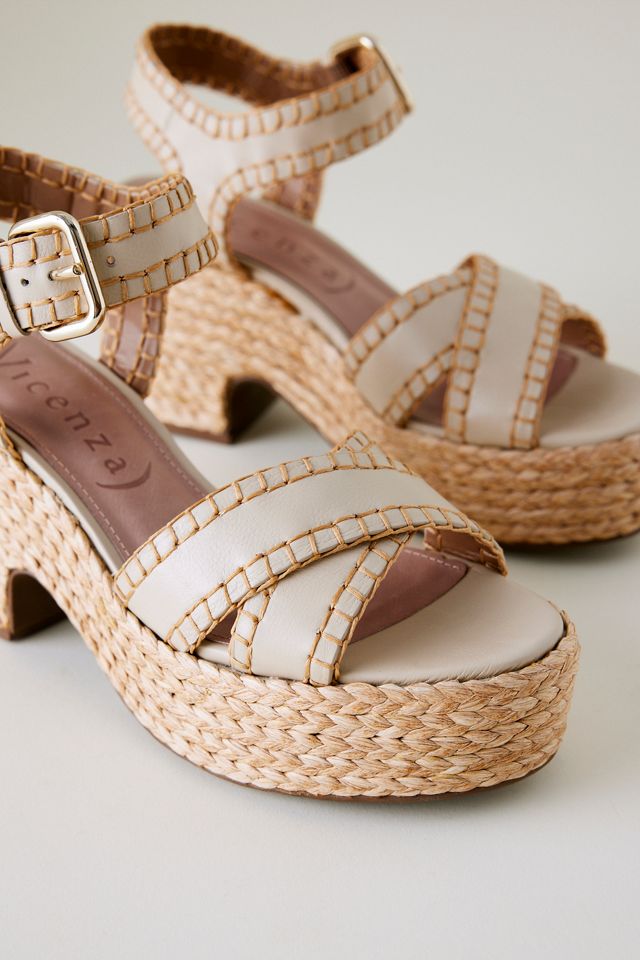 Leder Raffia Plateauwedges #1