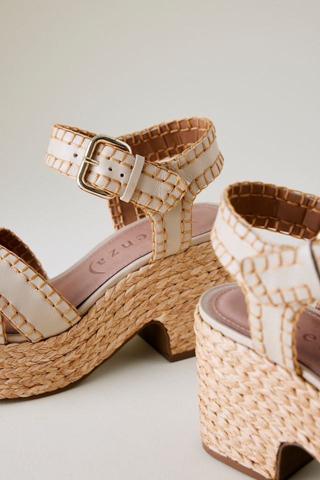 Leder Raffia Plateauwedges #3