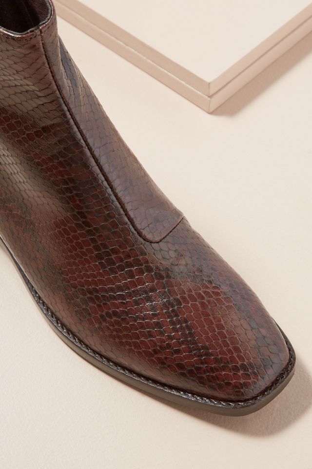 Snake-Effect Leather Ankle Boots #2
