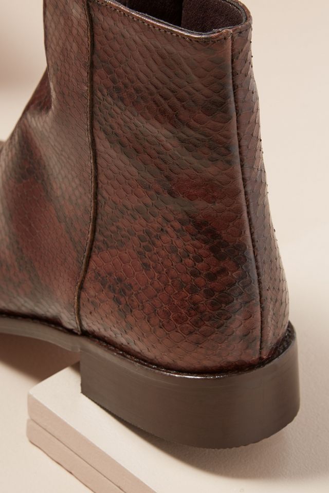 Snake-Effect Leather Ankle Boots #3
