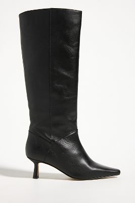 Shop Anthropologie Leather Knee-high Boots In Black