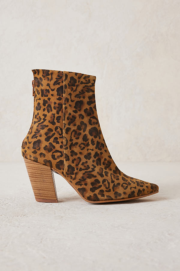 Leopard Suede Heeled Boots