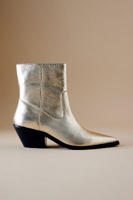 Shop By Anthropologie Metallic Ankle Western Boots In Gold