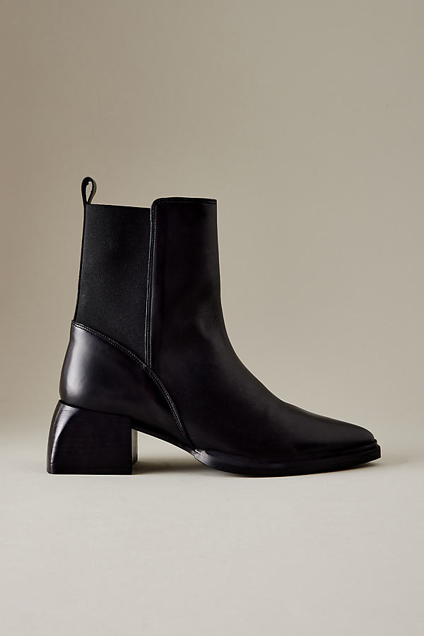 Pointed Block-Heel Leather Ankle Boots