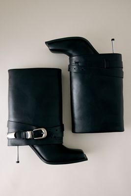 Botas de Tacón de Cuero Vegano con Hebilla Emilia de JW PEI