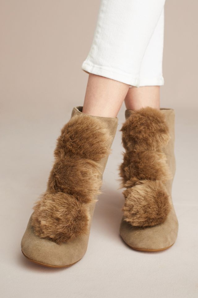 Cecelia New York Faux Fur Pom Front Booties #1