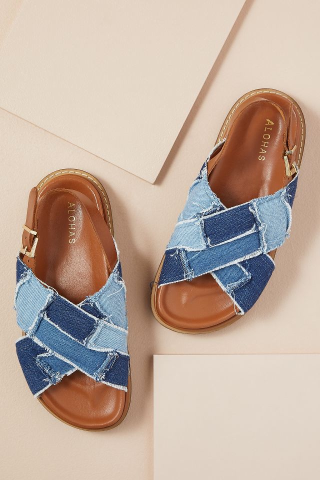 Alohas Marshmallow Patchwork Denim Sandals