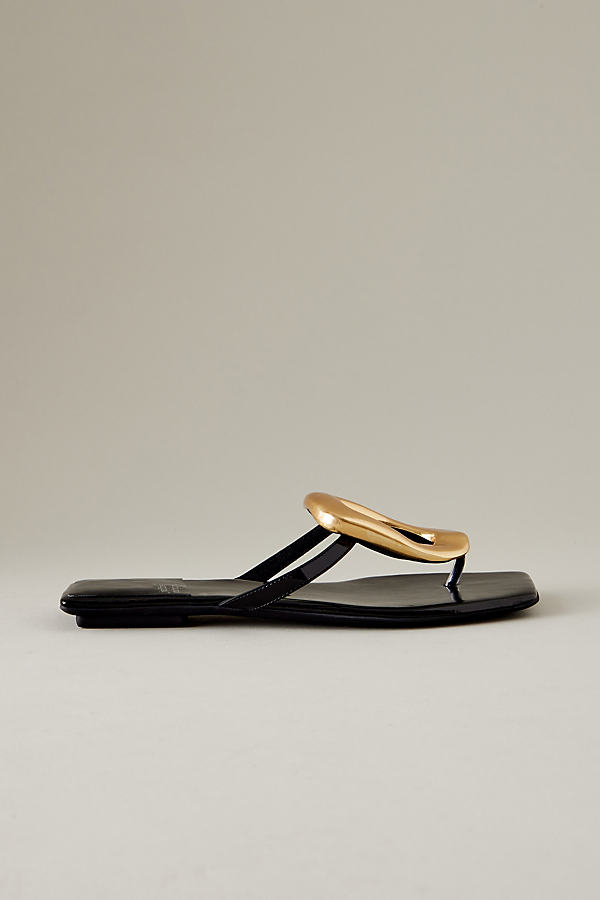 Jeffrey Campbell Square Brooch Leather Toe-Strap Sandals