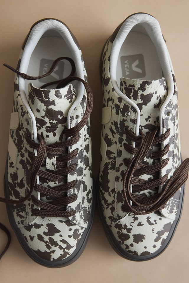 Zapatillas de Cuero con Estampado de Vaca Veja Campo #5