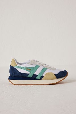 Gola Indiana Sneaker 8 / White/Navy/Aruba Blue/Soft Lemon