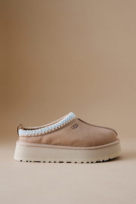 Ugg Tazz Suede Platform Slippers In Beige