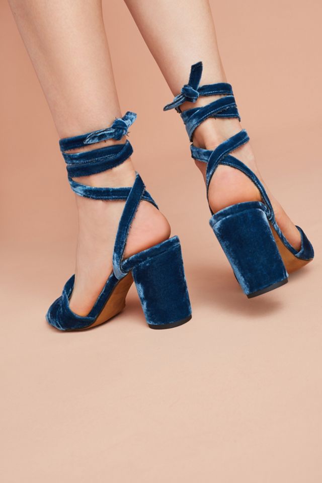 Hudson Velvet Ankle-Tie Heels #3