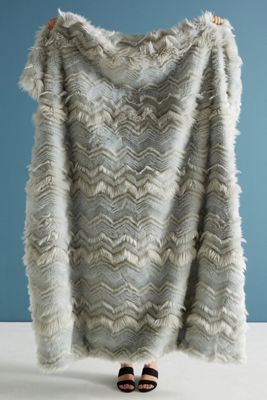 Chevron Faux Fur Throw Blanket