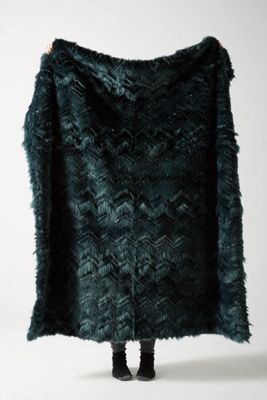 Chevron Faux Fur Throw Blanket