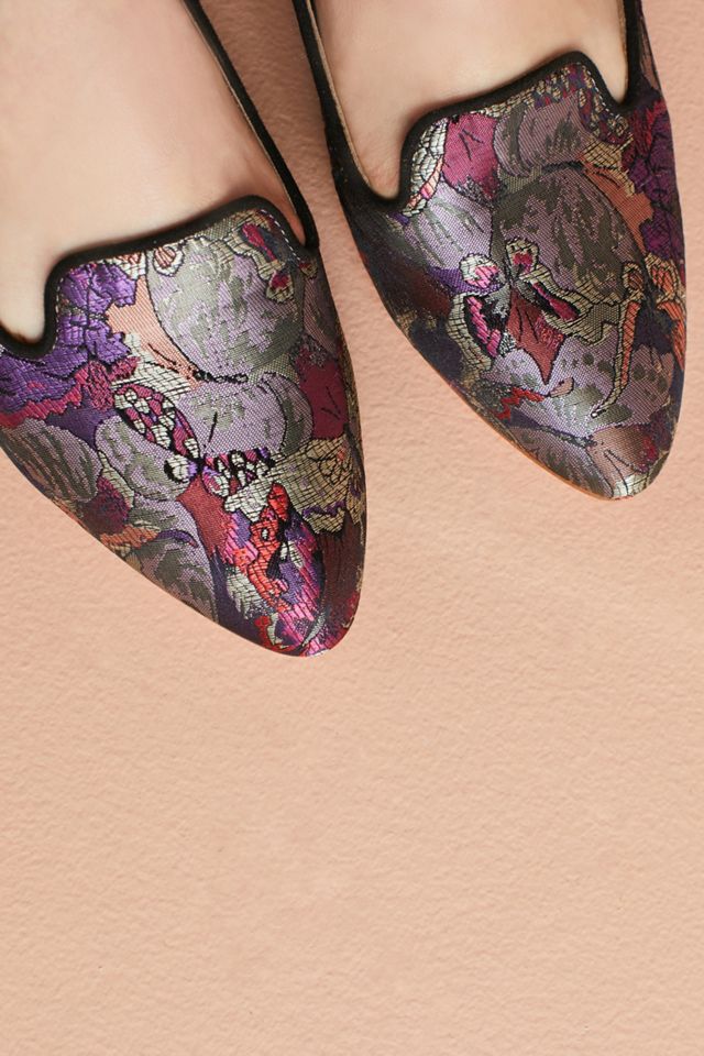 Anthropologie Butterfly Brocade Loafers #3