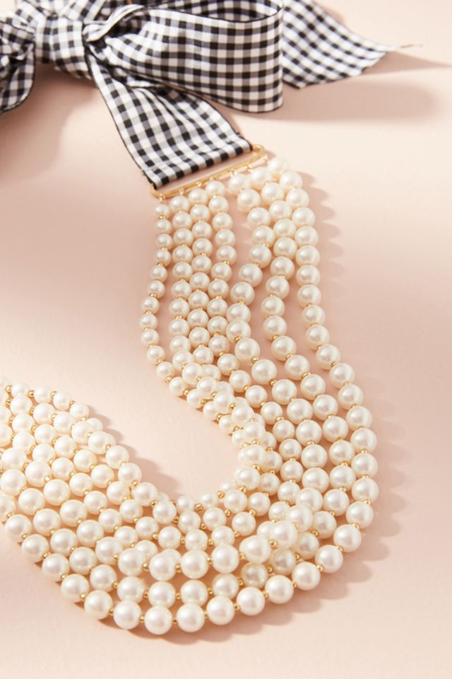 Gingham & Pearls Layered Necklace #1