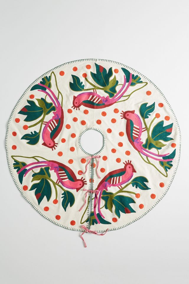 Jupe d'arbre faisan brodé #1