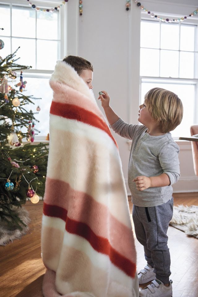 Striped Faux Fur Throw Blanket #2