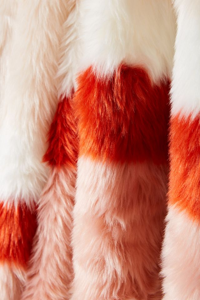 Striped Faux Fur Throw Blanket #1