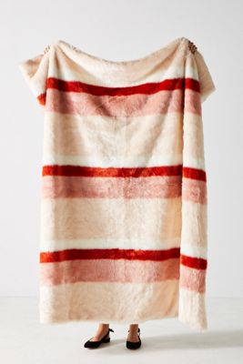 Striped Faux Fur Throw Blanket