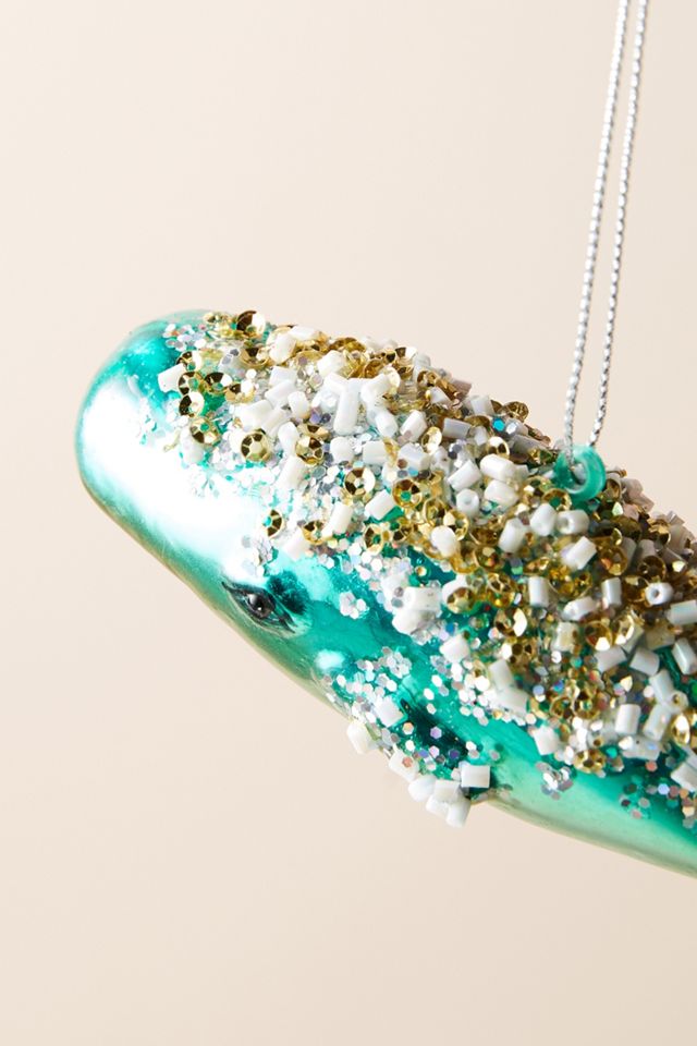 Beaded Beluga Ornament #1