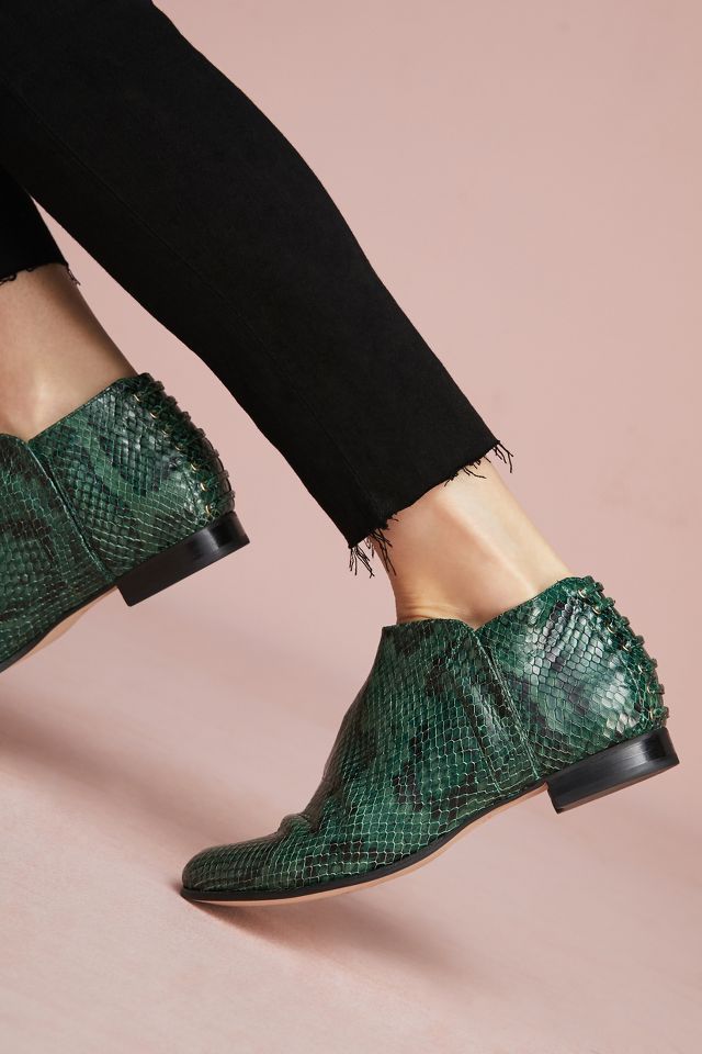 Green store snakeskin boots