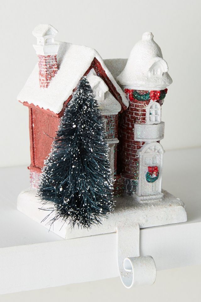Snowy Townhouse Stocking Holder #1