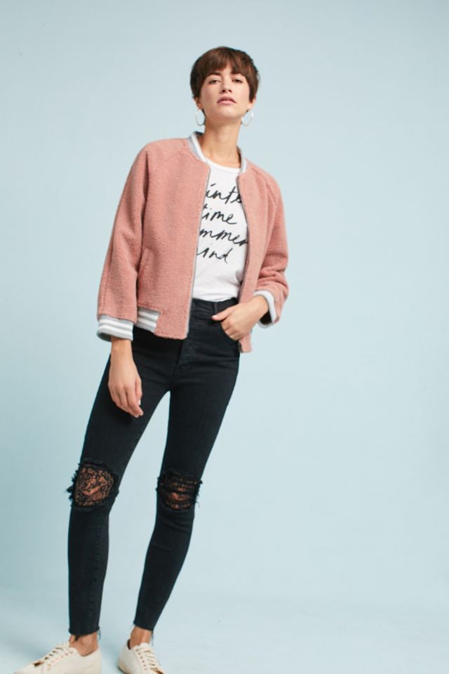 Rose Sherpa Bomber Jacket #3