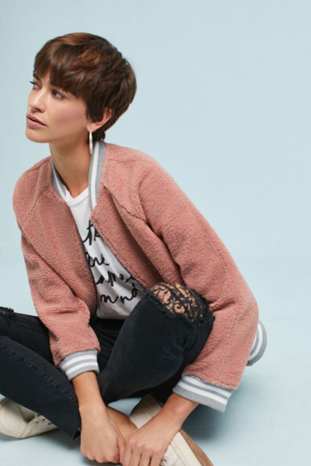 Rose Sherpa Bomber Jacket #4