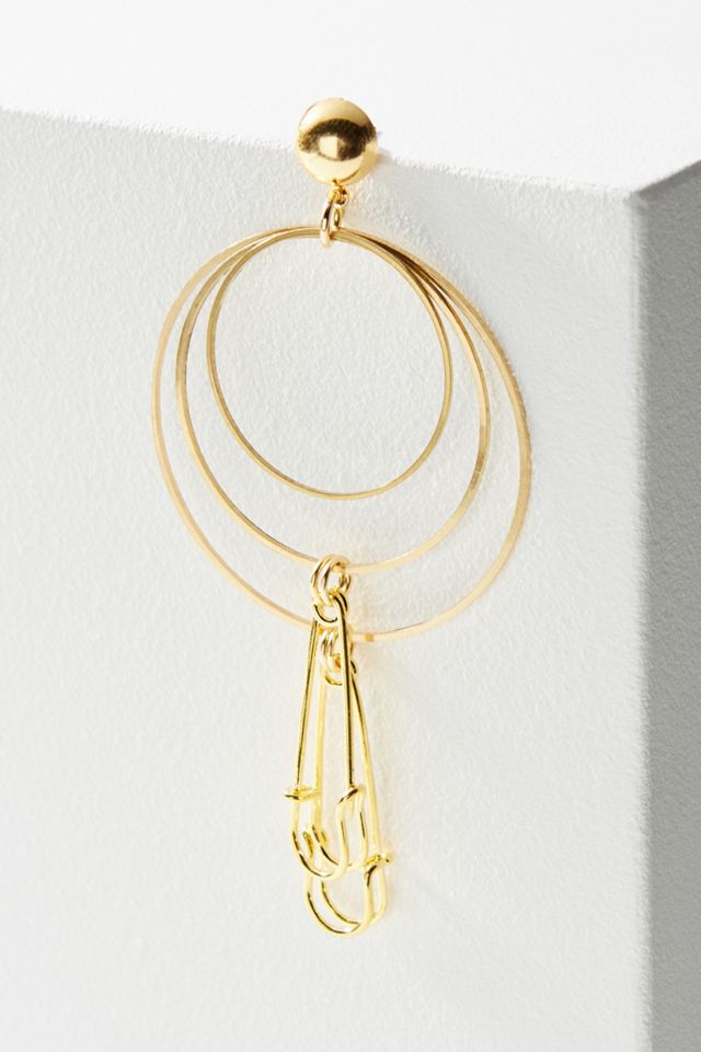 Linked Safety Pin Drop Earrings #1