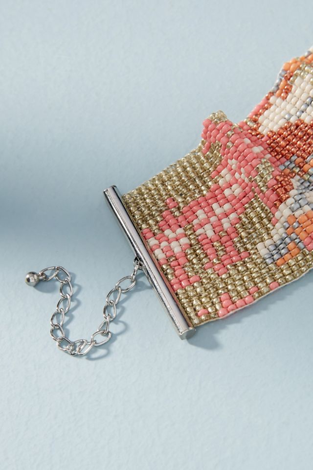 Floral Beaded Cuff Bracelet #1