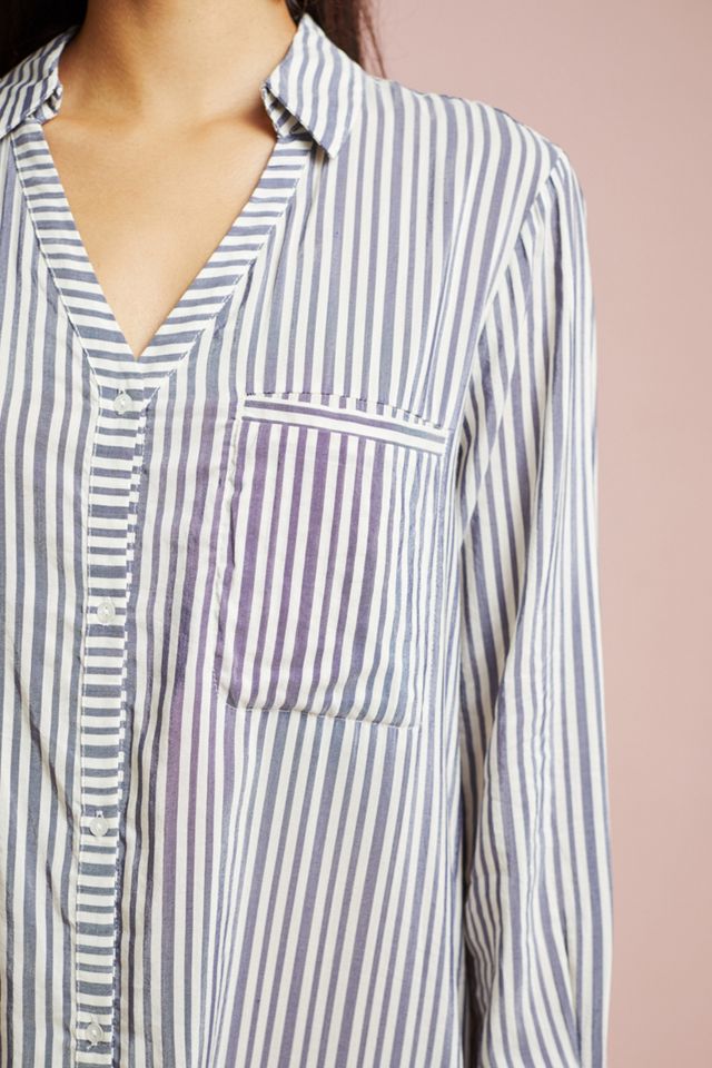 Chemise de nuit rayée à fleurs #1