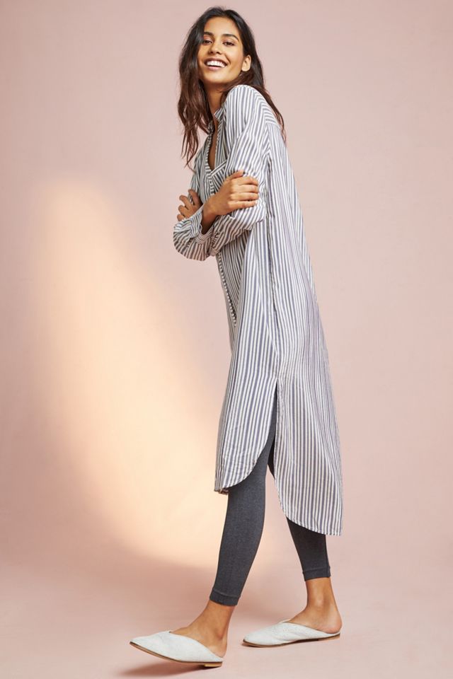 Chemise de nuit rayée à fleurs #2